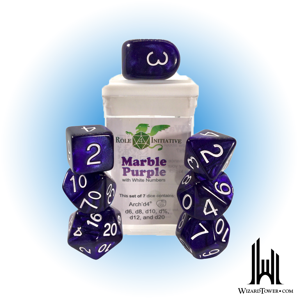 SET OF 7 DICE: MARBLE PURPLE